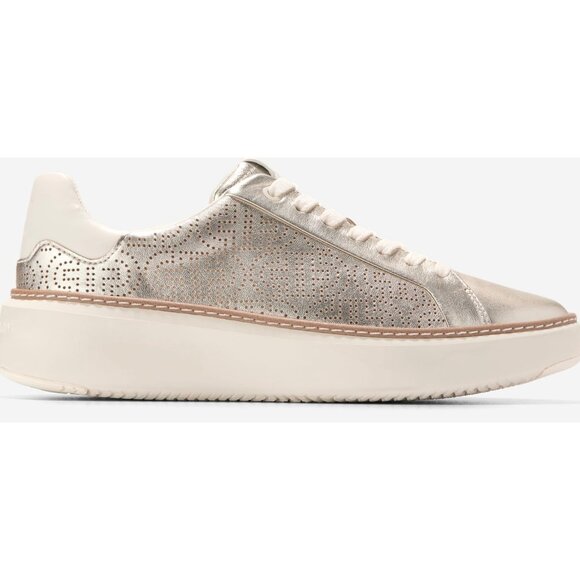 Cole Haan Women GrandPro Rally Laser Cut Sneakers Gold Metallic Leather 7.5 New - Picture 8 of 16